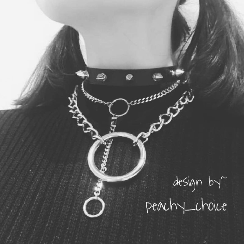 Kalung Rantai Ring Vintage Unisex Pria Wanita 1 set