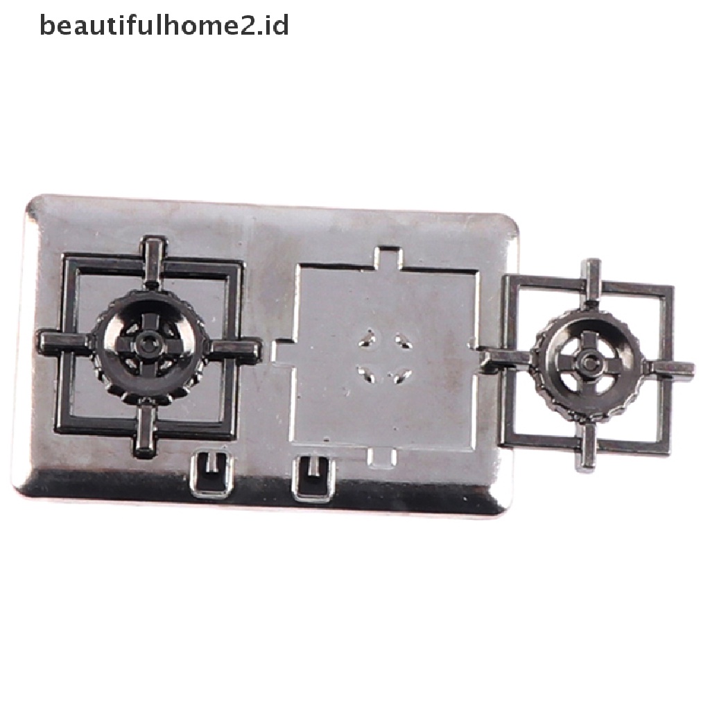 (beautifulhome2.id) 1 Set Miniatur Kompor Gas Bahan Metal Untuk Dekorasi Rumah Boneka 1: 12