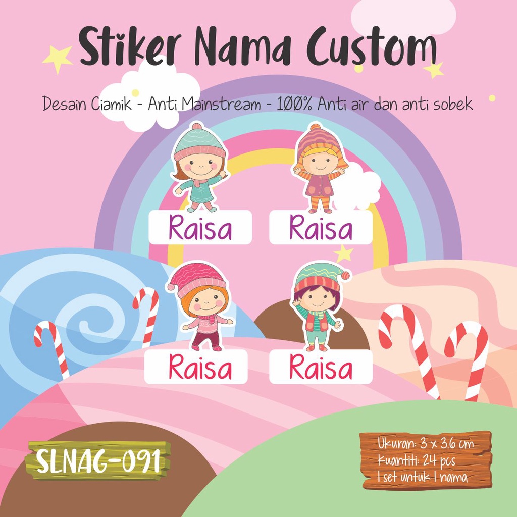 

sticker label nama anak waterproof SLNAG 091