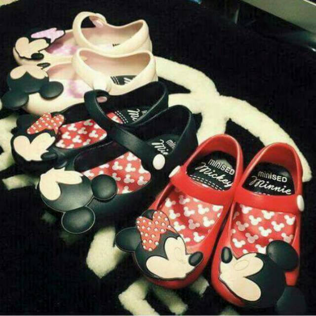 Sepatu Anak Mini Melissa Minnie Mickey Jelly Shoes Black - hitam