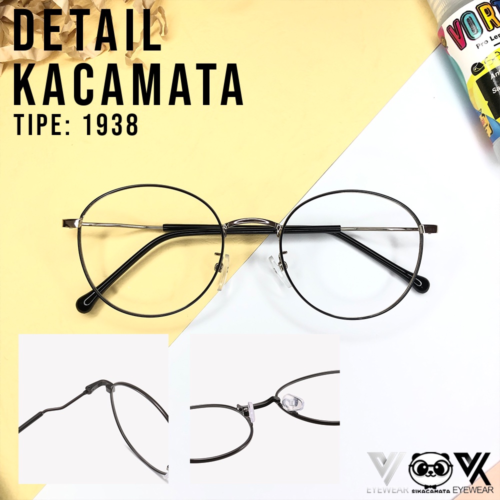 Kacamata 1938 MINUS ANTI RADIASI UV Hp, Laptop, Gadget -0.50 s/d -5.00 Blue Light Blocking Korea Fashion Bulat pria &amp; wanita