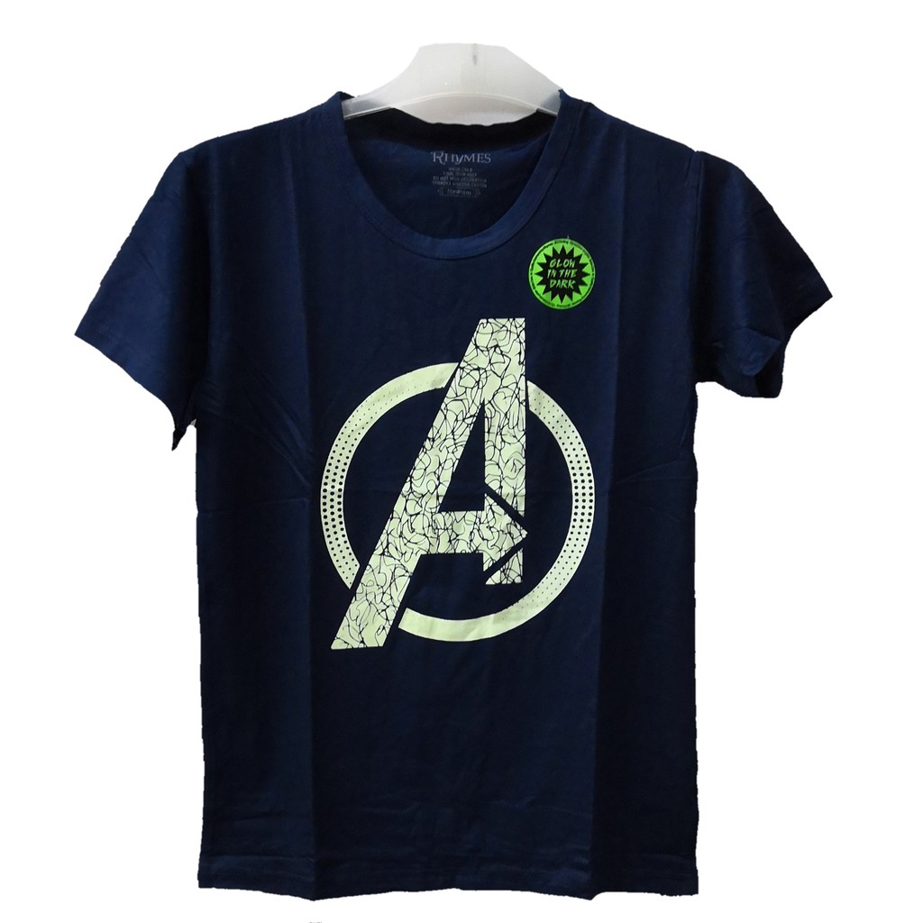 Baju Kaos Anak Superhero Avengers End Game Karakter Rhymes Import Glow in the dark