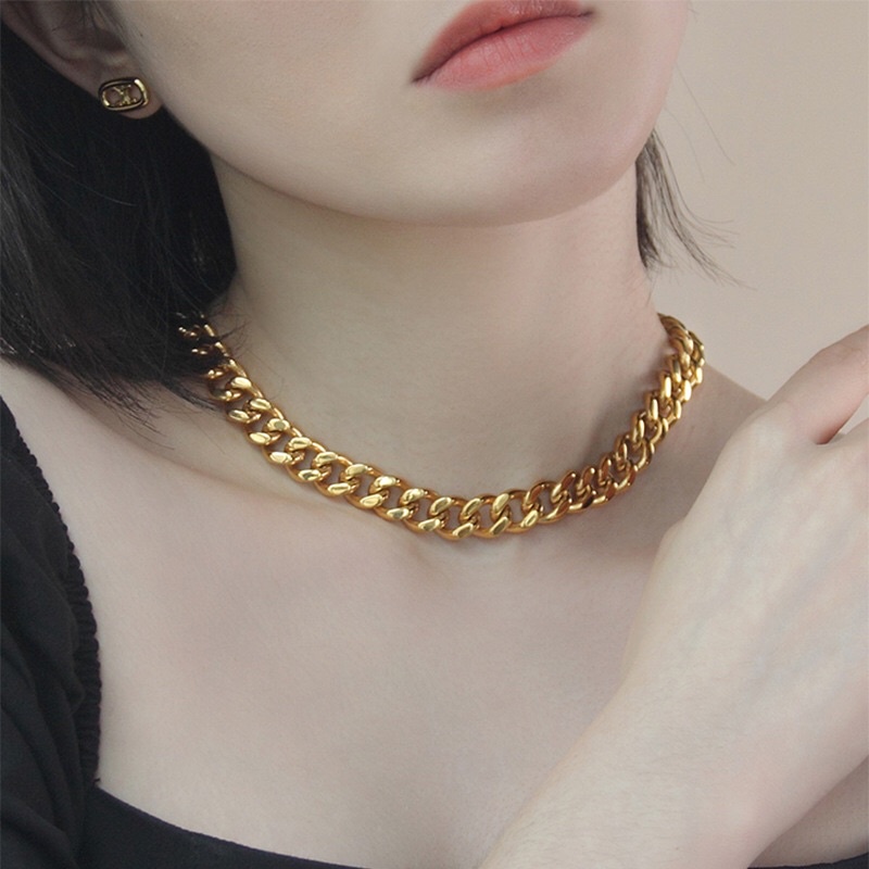 Kalung Titanium Sisik Naga Gold 24K Vintage Mirip Emas Asli Trending Korea Style