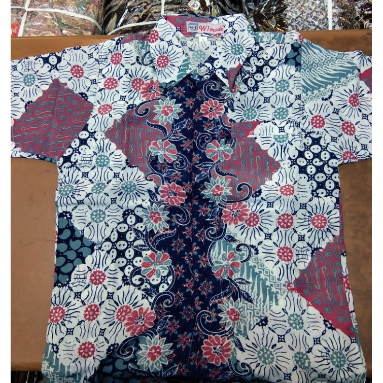 (COD)KEMEJA BATIK ANAK FH BIRU//KEMEJA BATIK MODERN/COUPLE KEMEJA ANAK DAN BAPAK