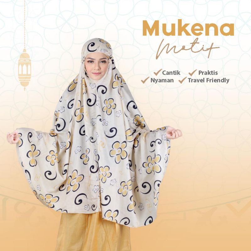 Mukena Sholat Wanita Dewasa Rayon Bali Premium Cantik Adem Putih Kombinasi Kuning