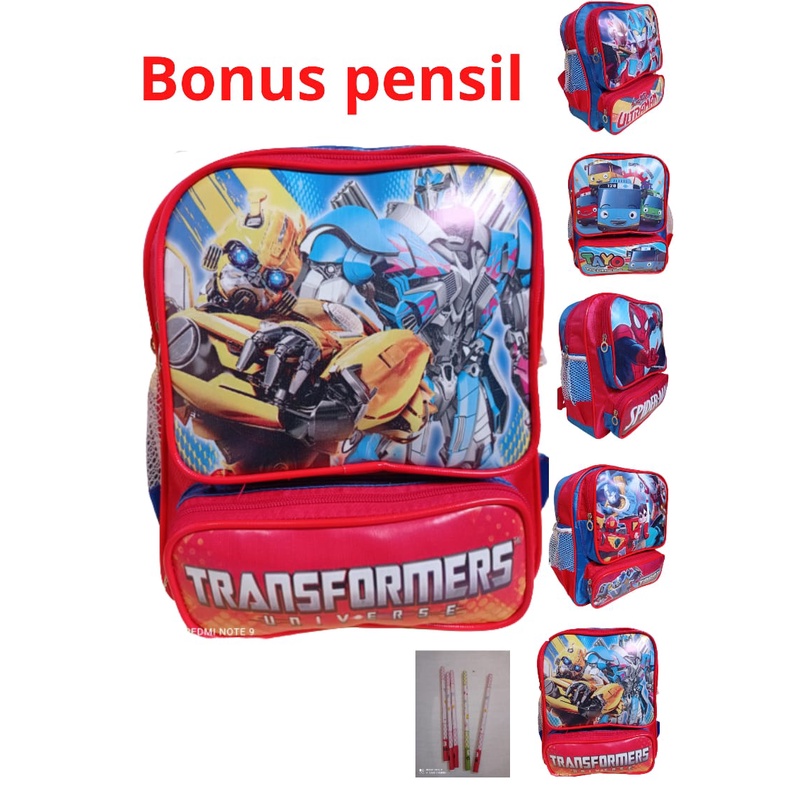 BISA COD / BAYAR DI TEMPAT / TAS RANSEL/ BONUS PENSIL / TAS ANAK KARAKTER LAKI LAKI /PAUD / TK / PLAYGROP