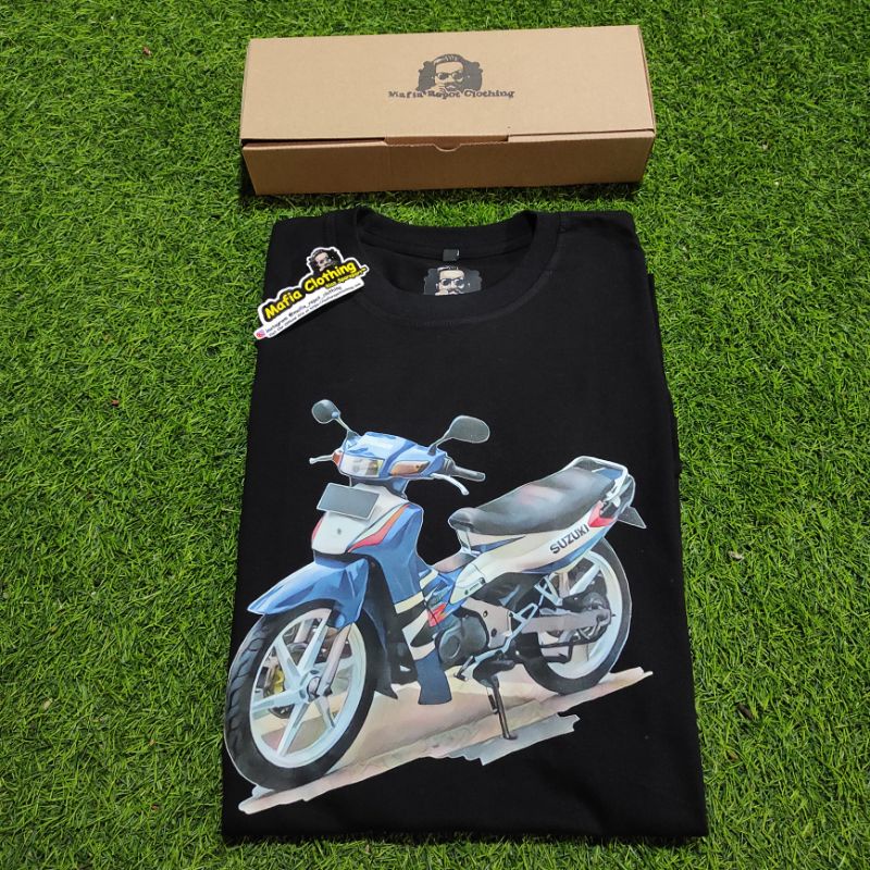 kaos satria 2TAK lumba biru putih