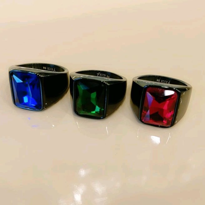 Cincin Titanium Pria batu 316L Tahan karat