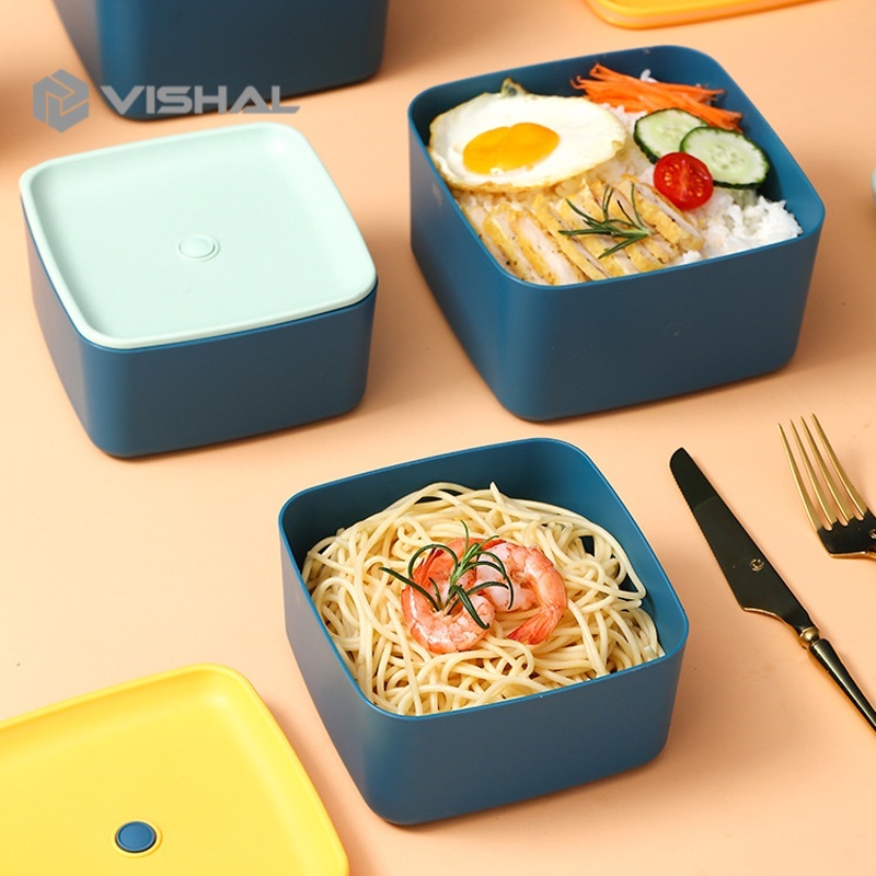 VISHAL Lunch Box Set/ Kotak Makan/2 in 1 Kotak Makan Persegi /Anti Bocor Kotak Makan VS-94