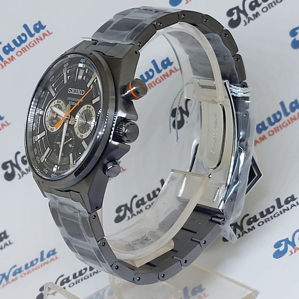 Seiko Quartz SSB399P1 Chronograph Black Stainless - Jam Tangan Pria SSB399