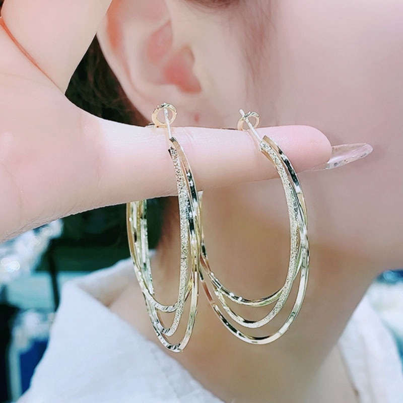 Anting Tusuk Sterling Silver 925 Desain Lingkaran Besar Hias Zircon Untuk Wanita