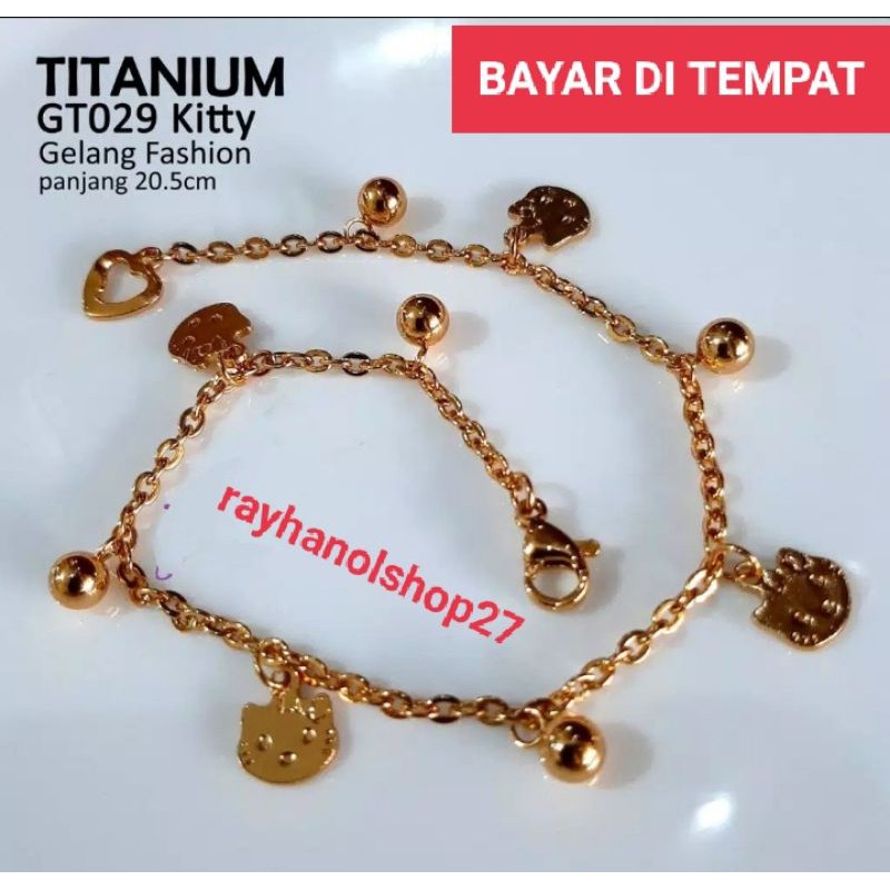 Gelang tangan wanita TITANIUM ASLI warna Gold dan Silver Termurah banyak pilihan model dan ukuran