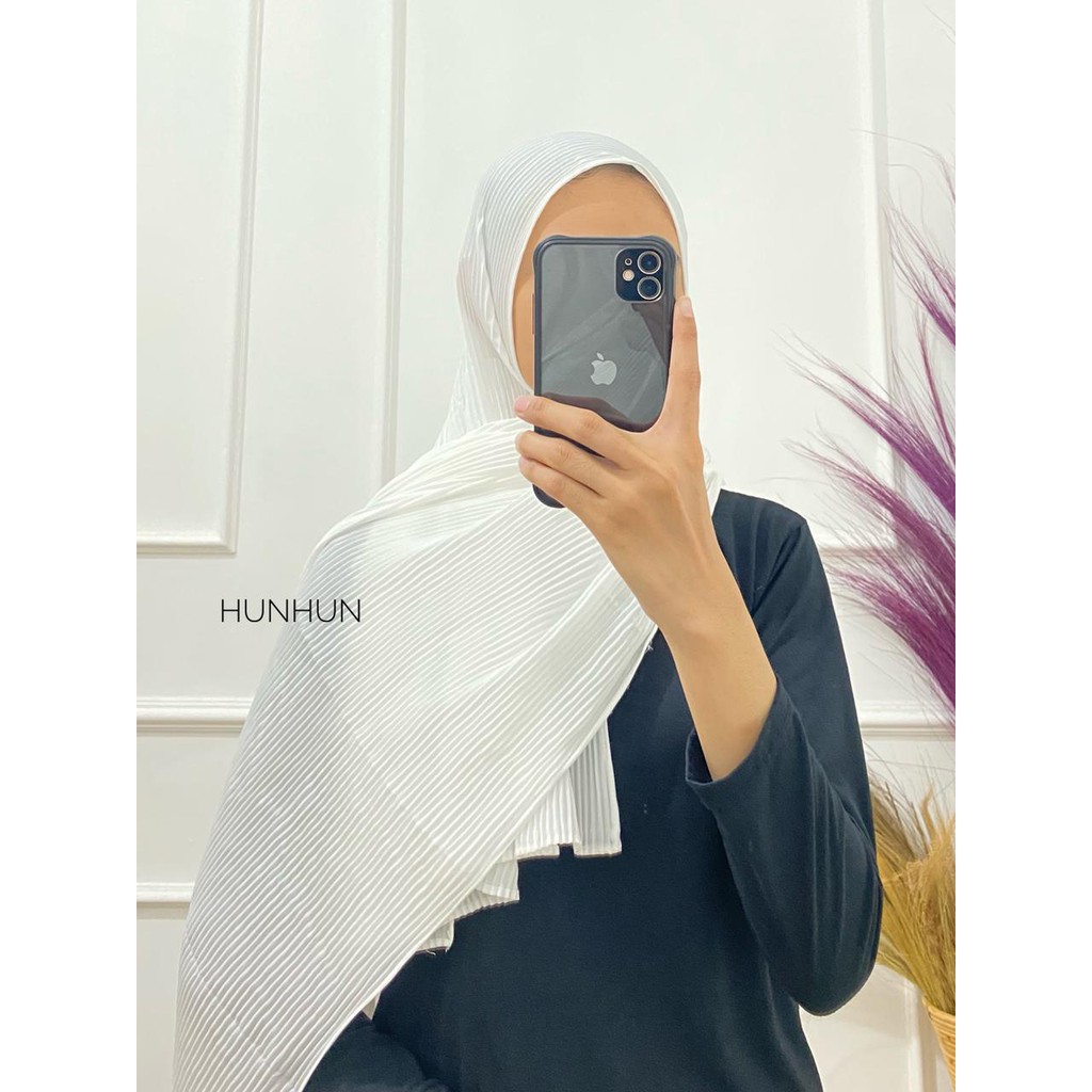 (Full Plisket Diamond) Pashmina Pasmina Plisket Lidi Premium/ Fatin Jilbab Pasmina Pusatgrosir_solo-FULL DIAMOND(A)PUTIH