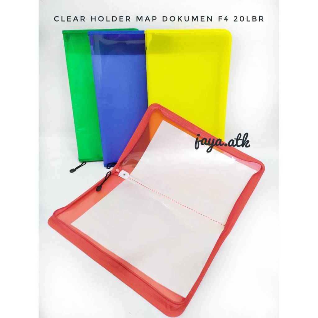 CLEAR HOLDER 20 POKET MAP DOKUMEN 20 LEMBAR SLETING FOLIO DOCUMENT KEEPER MAP SLETING ZIPPER F4