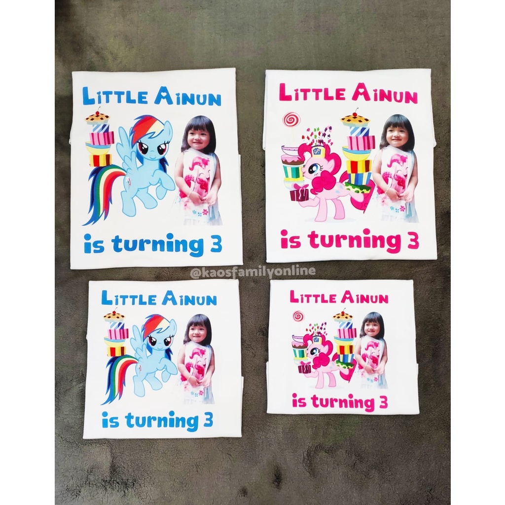 Kaos Ulang Tahun Keluarga Foto Kartun Family Couple / Kaos Request FREE Nama Tulisan Custom / Kaos U