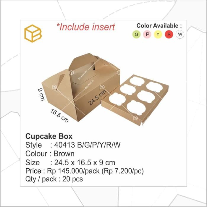 

Order Langsung 40413 B PLUS INSERT | Cupcake Box. Packaging. Dus Kemasan. Cake Box terbaik