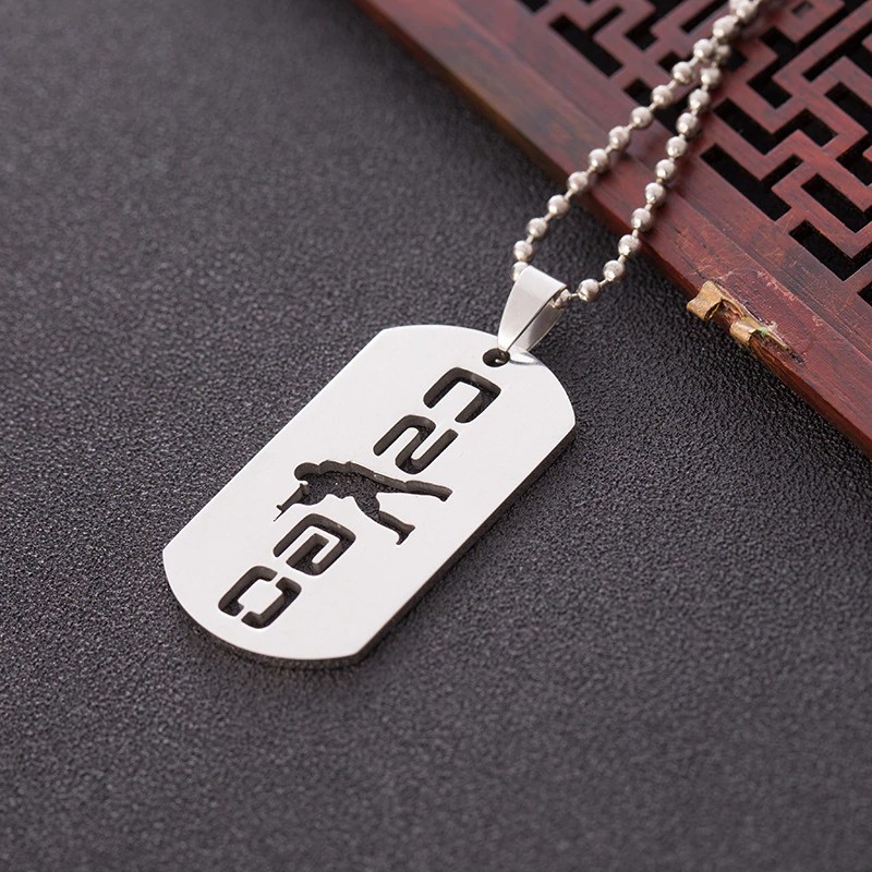 

[FREE ONGKIR SEMUA PRODUK] Stainless Steel Game CS Necklace Circle Round Symbol Sniper Gun Shot Tag