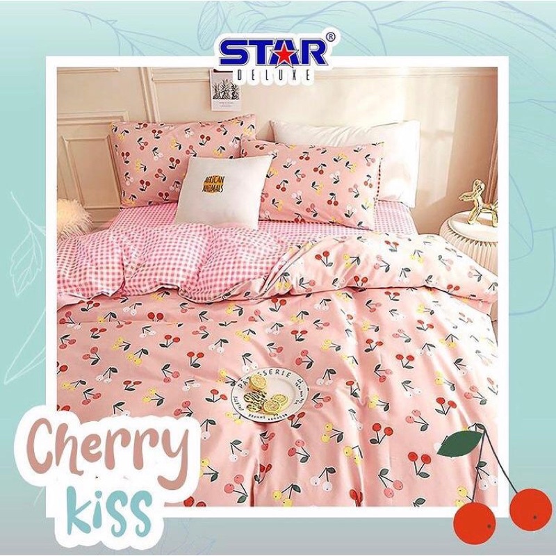 set sprei katun STAR motif cherry kiss / sprei star motif astrid / sprei star day dream / sprei katu