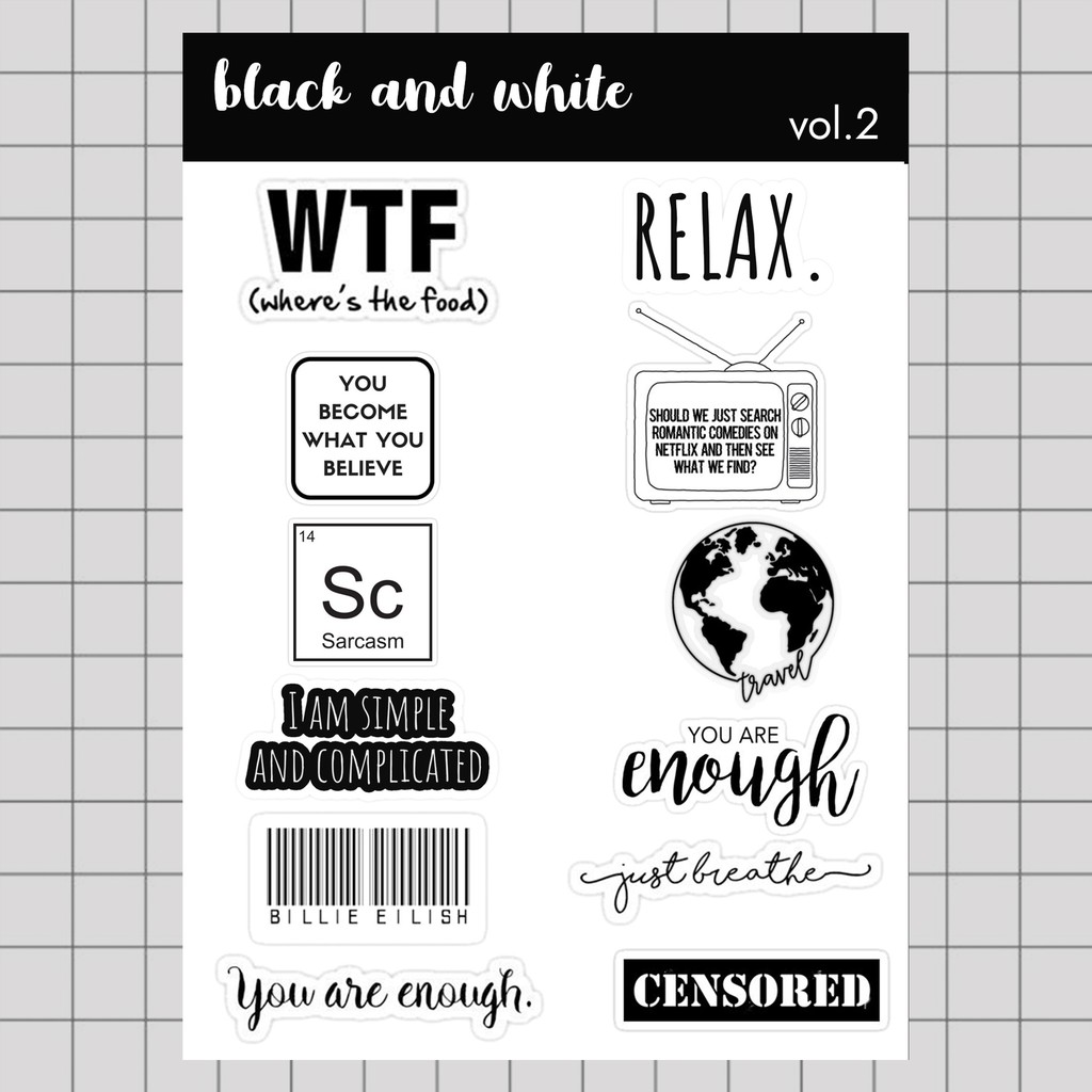 

Stiker Tumblr HP aesthetic / Stiker Laptop custom / stiker HP / Stiker Kpop | BLACK AND WHITE VOL.2
