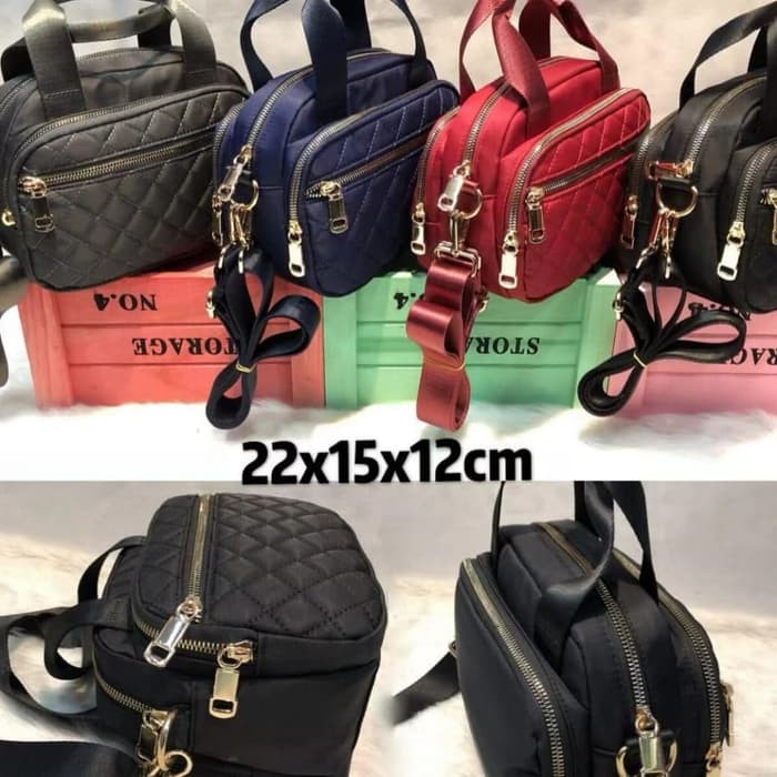SG67307 Tas Import Hand Bag speady Sighmon/Chibao Bordir 4ruang - Hitam