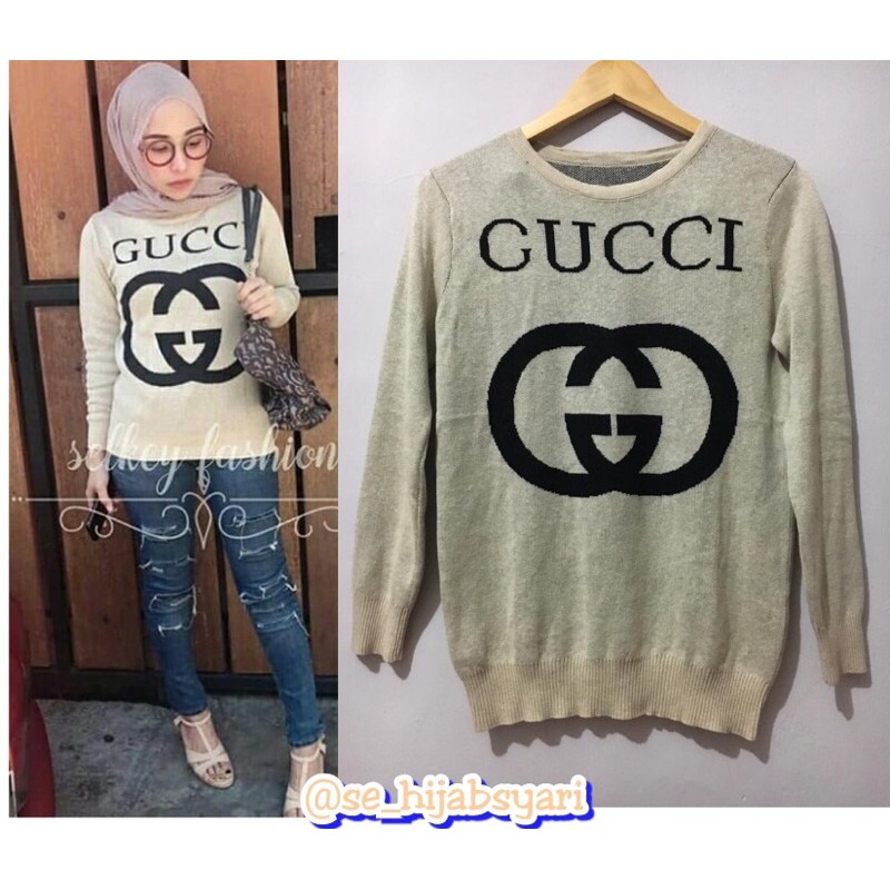 atasan wanita Gucci rajut import