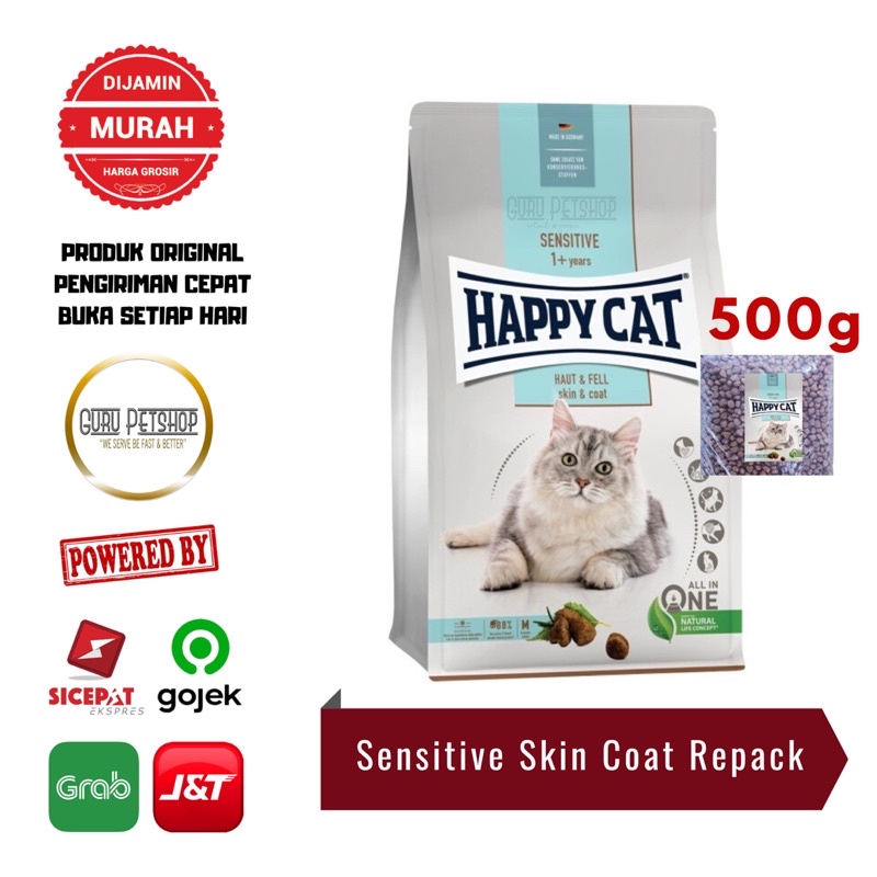 Makanan Kucing Happy Cat Sensitive Skin Coat 500gr Hair &amp; Skin