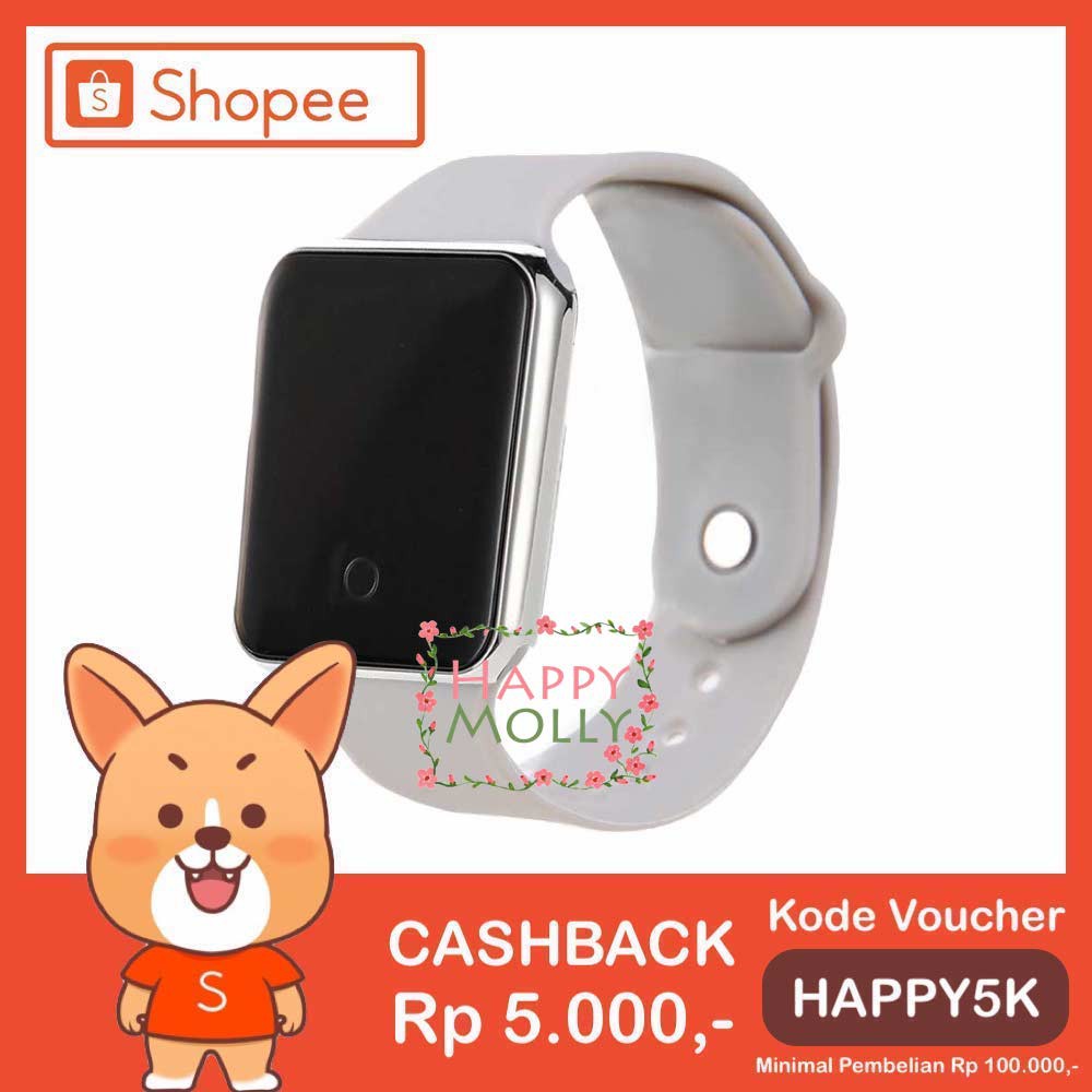 Touch Screen★LED Watch [ Grey Silver ] Jam Tangan Digital Pria &amp; Wanita - Strap Rubber