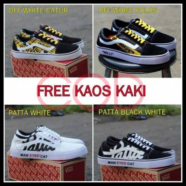 SEPATU CASUAL SNEAKER SEPATU PATTA BLACK PATTA WHITE PREMIUM DT