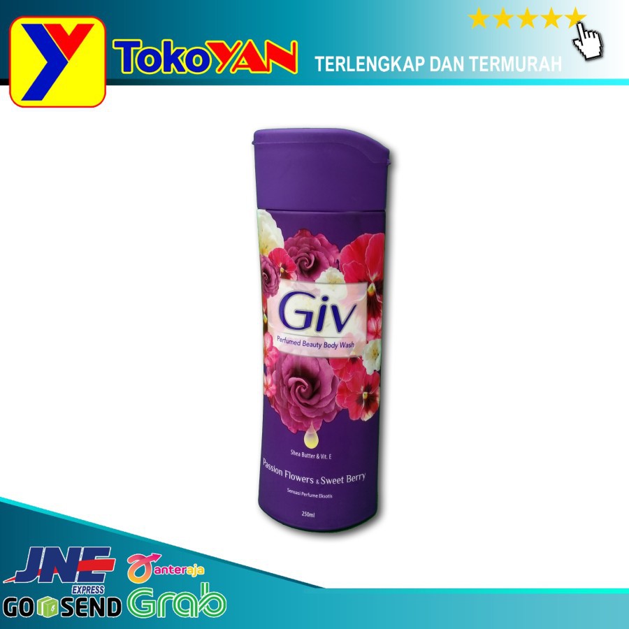 Sabun Mandi Cair GIV Ungu Passion Flowers & Sweet Berry Botol 250ml