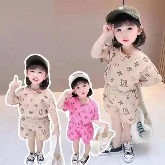 setelan set kaos anak perempuan cewek import uisa 1-4th/baju anak perempuan casual(AD)