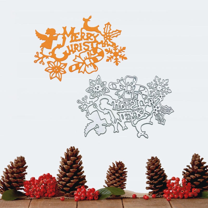 Cutting Dies Bahan Carbon Steel Desain Tulisan Merry Christmas Untuk Scrapbook