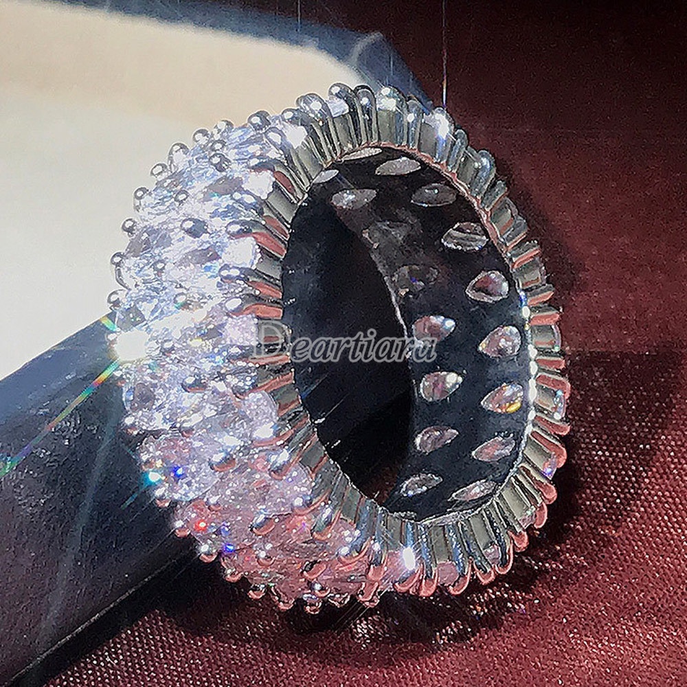 Fashion Double Row Drop-shaped Zircon Ring Accessories