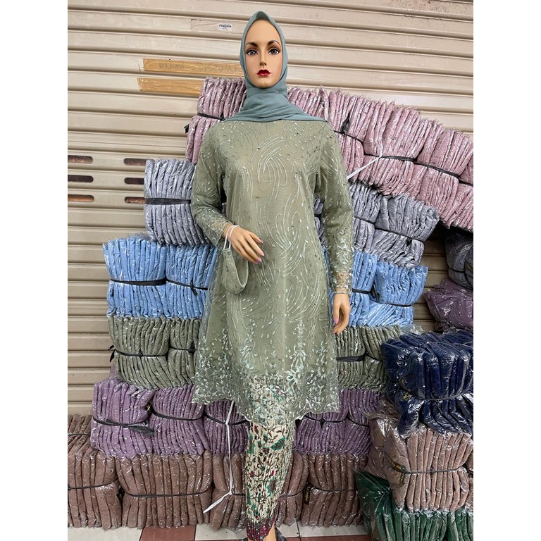 PROMO SET TUNIK TULLE MUTIARA BORDIR / SET TUNIK TULLE MUTIARA BORDIR / SET TUNIK PESTA