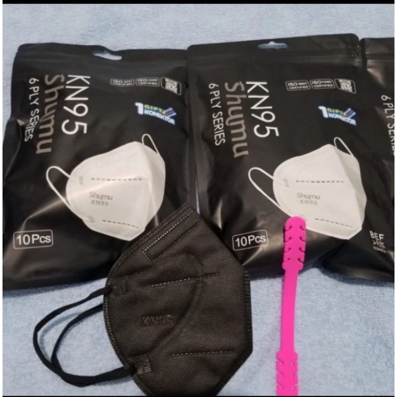 Masker KN95 shumu 6ply black 10 pcs/ pack