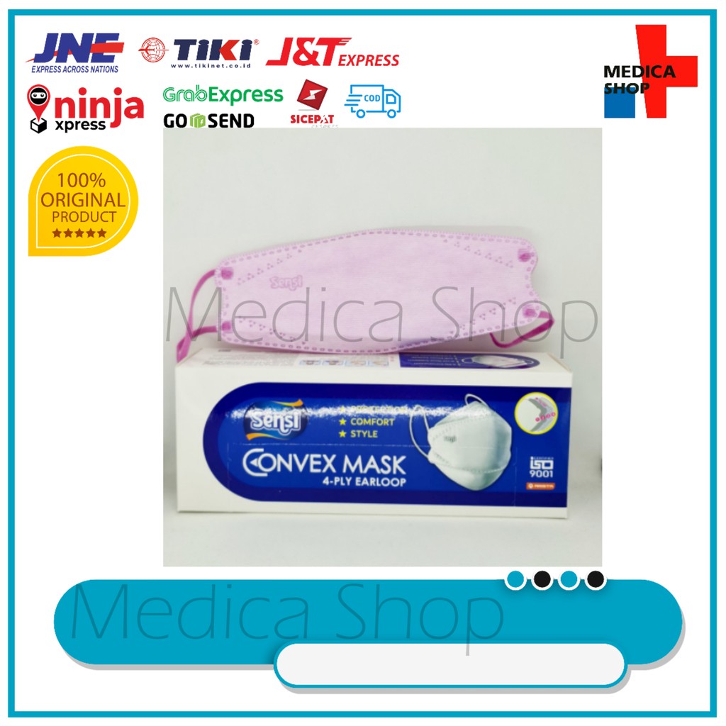 Masker Sensi Convex Mask 4ply Warna Pink isi 20