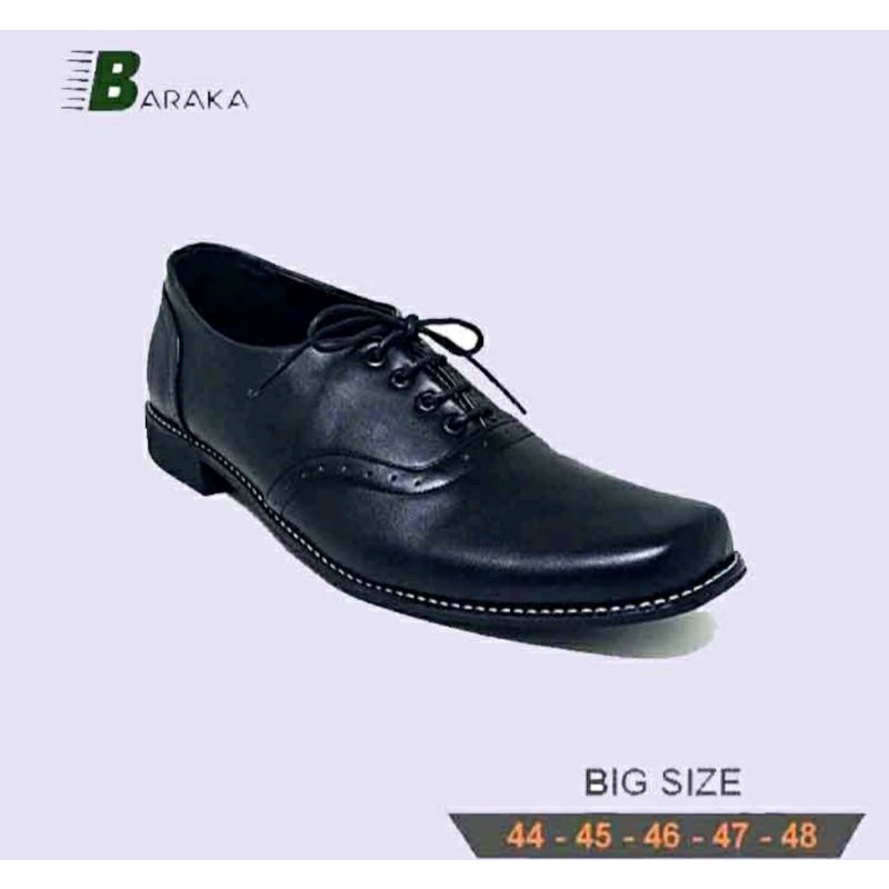 OXFORD MK-BK2 Big Size 44 45 46 47 48 / Pantofel Pria Kulit JUMBO Hitam / Sepatu Kerja Kantoran Cowok Ukuran Besar Hitam, 47