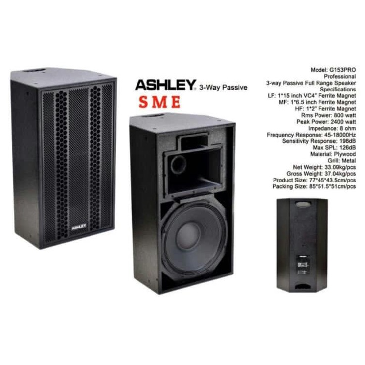 SPEAKER PASIF ASHLEY G1530PRO - 3WAY ORIGINAL 1 PCS