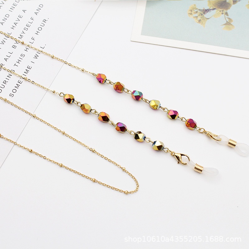 Tali Lanyard Holder Kacamata Anti Hilang Aksen Manik-Manik Kristal