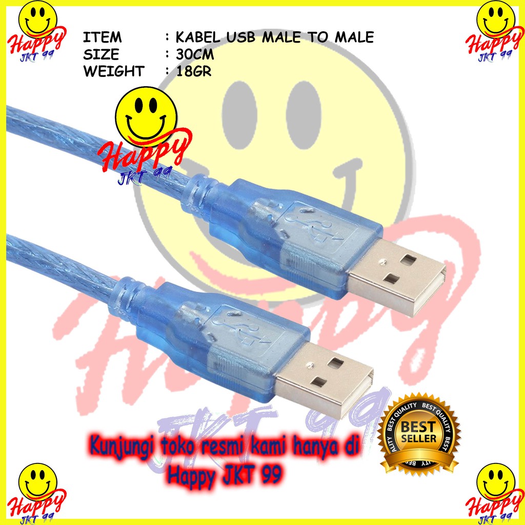 [ HAPPY JKT 99 ] KABEL USB MALE TO MALE 30CM