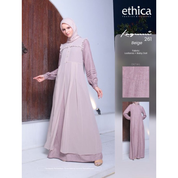 Gamis Premium Kagumi 261 Beige by Ethica|Gamis Terbaru 2022|Gamis Grey|Gamis Pesta|Gamis Wisuda|Gami
