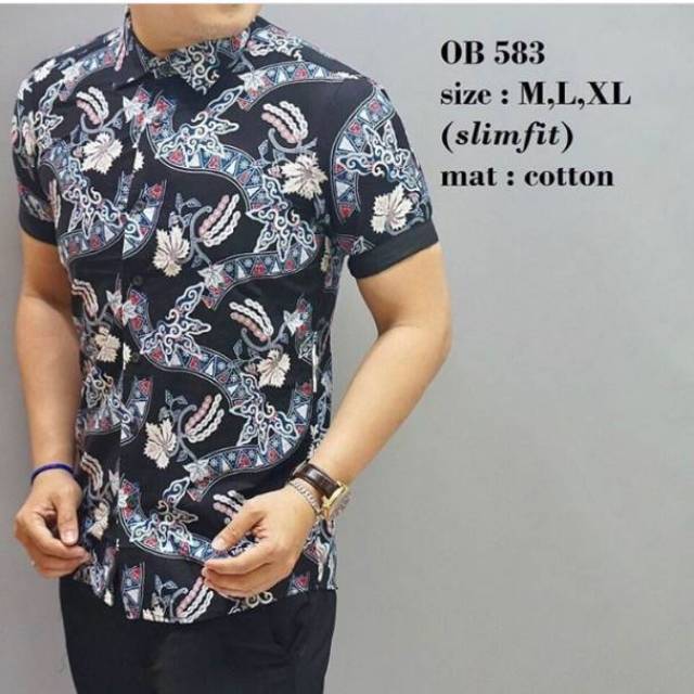 Kemeja Batik Slimfit / Baju Batik Modern / Baju Batik Lengan Pendek Slimfit / Odza / Luigi Batani