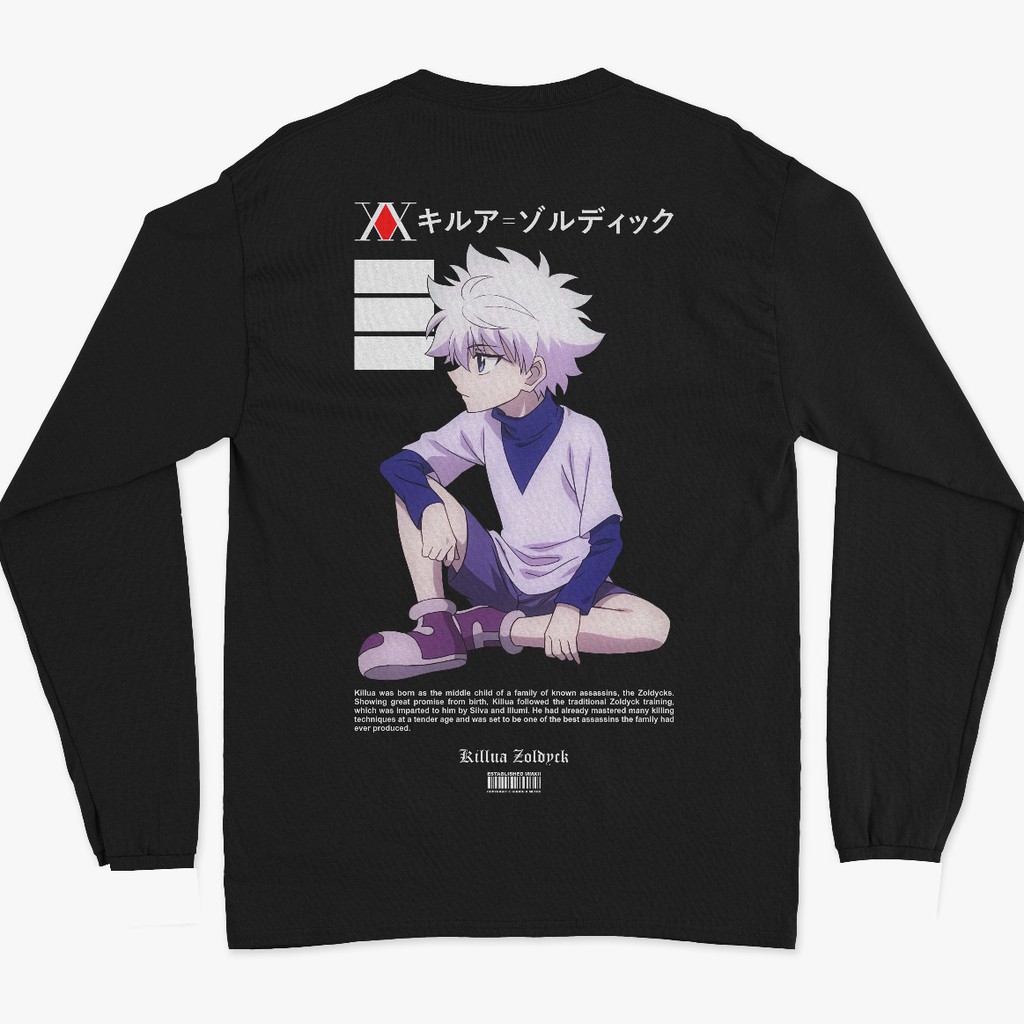 Longsleeve Killua Zoldyck Fear Hunter X Hunter Anime Manga Premium Unisex