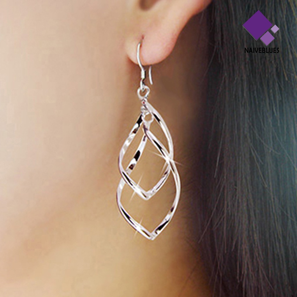 Anting Kait Silver Plated Bentuk Spiral Untuk Wanita