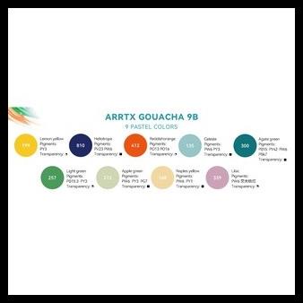 

Arrtx Premium Gouache 9 Colors X 30Ml Set B (Pastel)