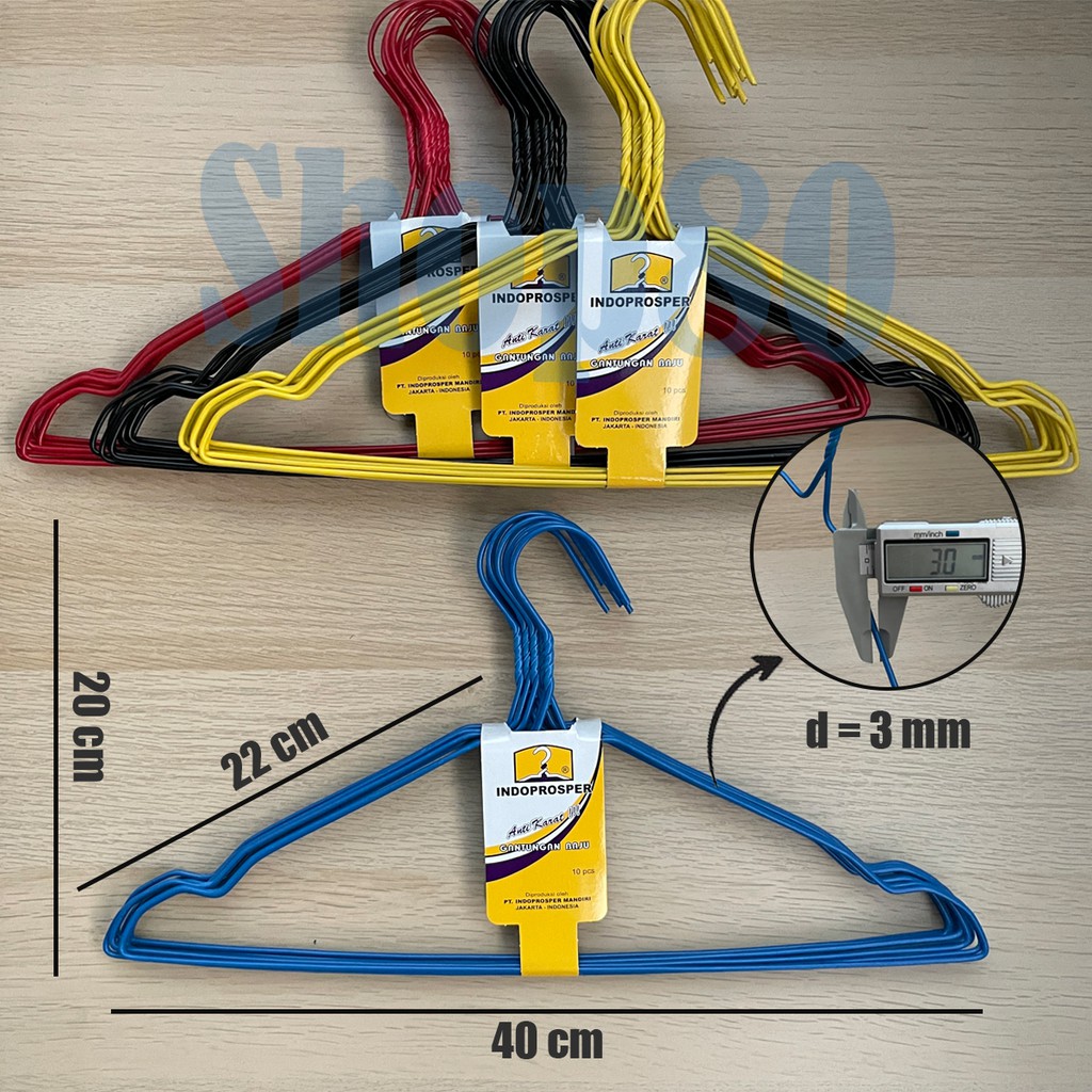 Gantungan Baju Kawat Stainless / PVC Coated Merk IndoProsper Hanger Laundry Jemur 10 pcs
