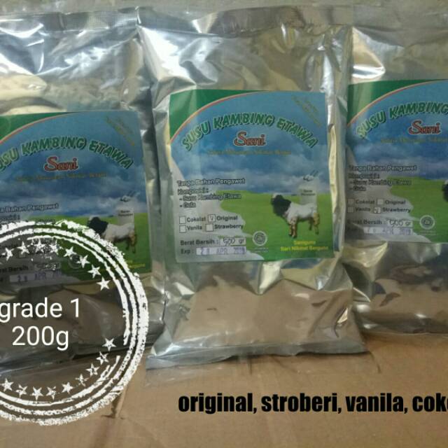 

Susu kambing bubuk, susu kambing ettawa 200g aluminium foil grade 1