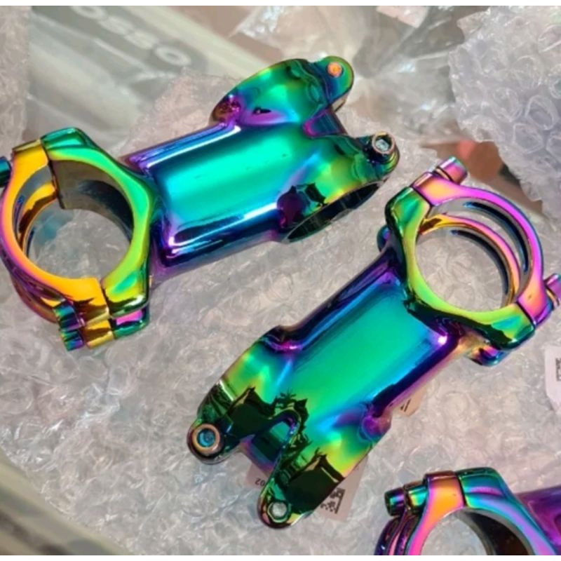 Stem Sepeda Diameter Panjang  31.8 x 60 mm Alloy Rainbow 31.8mm x 60mm 6cm Alumunium pelangi Bisa Mtb Roadbike road bike balap seli folding bike