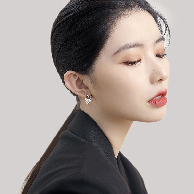 Dapat diputar Pentagram anting-anting temperamen wanita online influencer Korea anting-anting anting