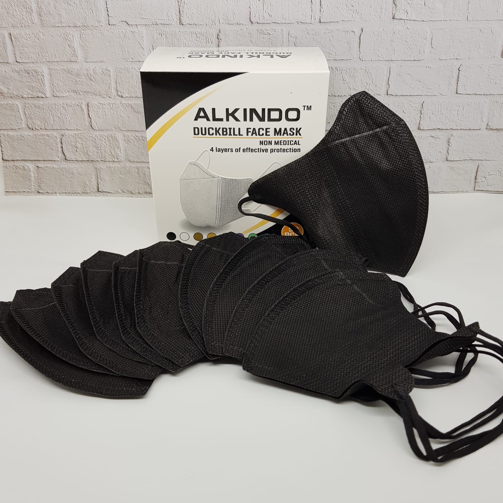 𝘈𝘉𝘎✰ MASKER DUCKBILL ALKINDO PUTIH HITAM GARIS 4 PLY / MASKER DUCKBILL MOUSON HITAM PUTIH 4PLY ISI 50 PCS 1004