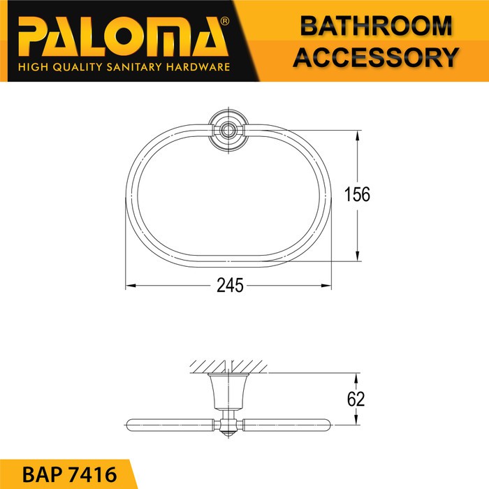 PALOMA BAP 7416 Gantungan Handuk Kain Lap Tangan Hand Towel Ring Mandi